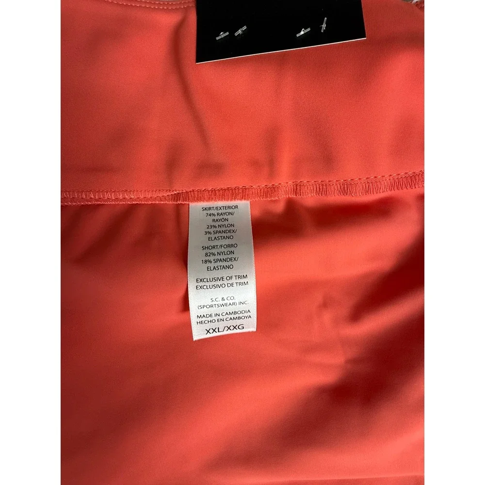 NWT SC & CO Coral Print 360 Tummy‎ Control Skort Activewear Golf Tennis Pockets